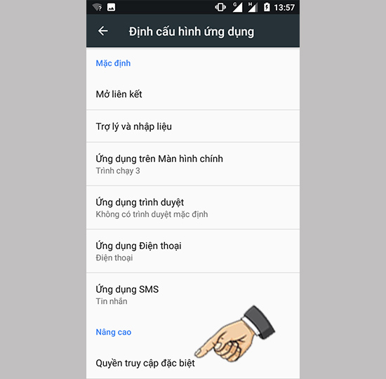 Chọn quyền truy cập đặc biệt